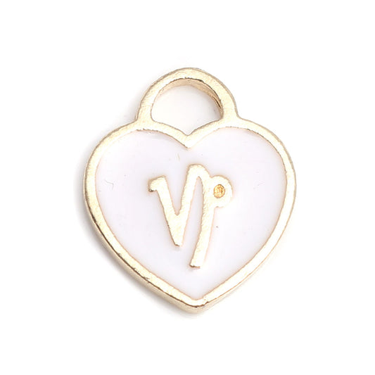 Gold Plated Enamel Zodiac Charm - 14x12mm - Capricorn