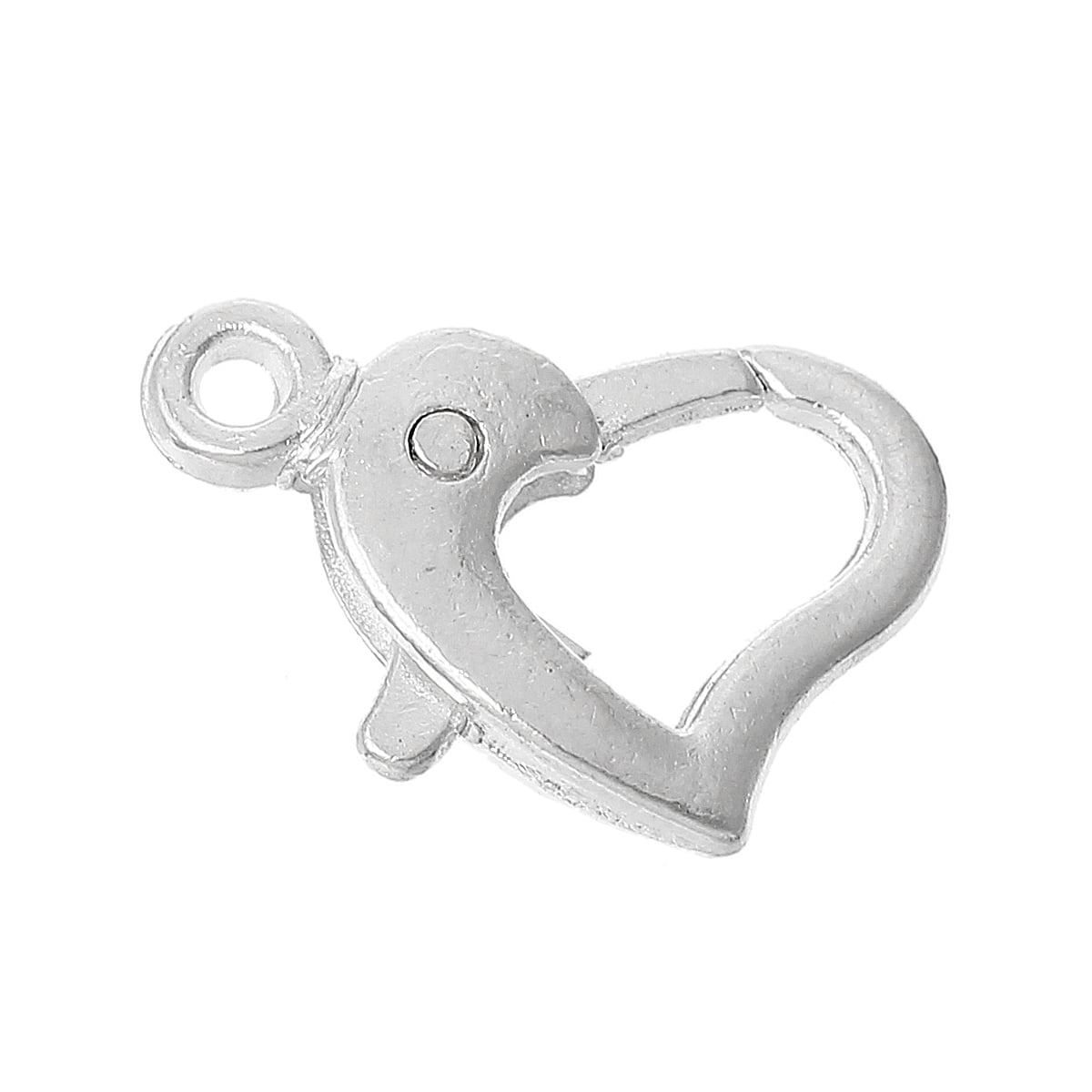 Silver Plated Heart Trigger Clasp 14x9mm – Pack of 5