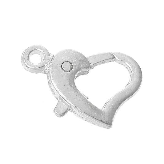 Silver Plated Heart Trigger Clasp 14x9mm – Pack of 5