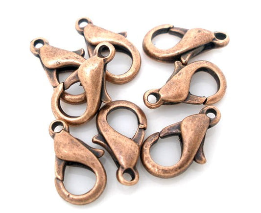 Antique Copper Lobster Clasps 12x6mm – Pack of 10