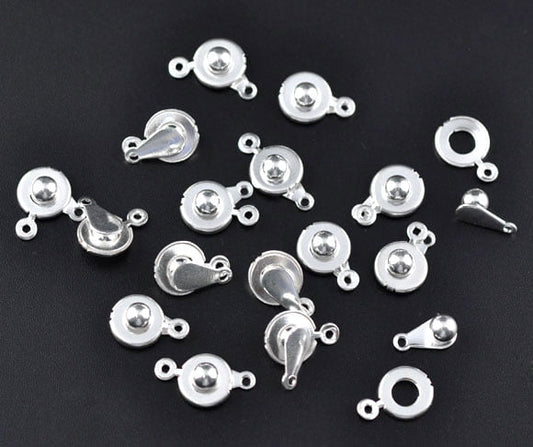 Silver Tone Ball and Socket Clasp 9mm - Pack of 5