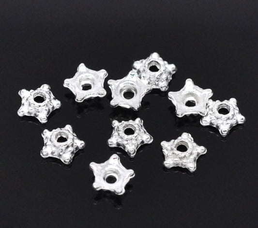 Silver Plated 5mm Bali Style Flower Bead Cap – Bag of 10