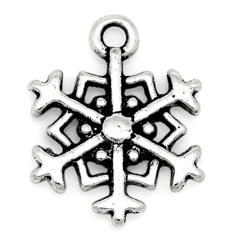 Antique Silver Snowflake Charm 18x14mm