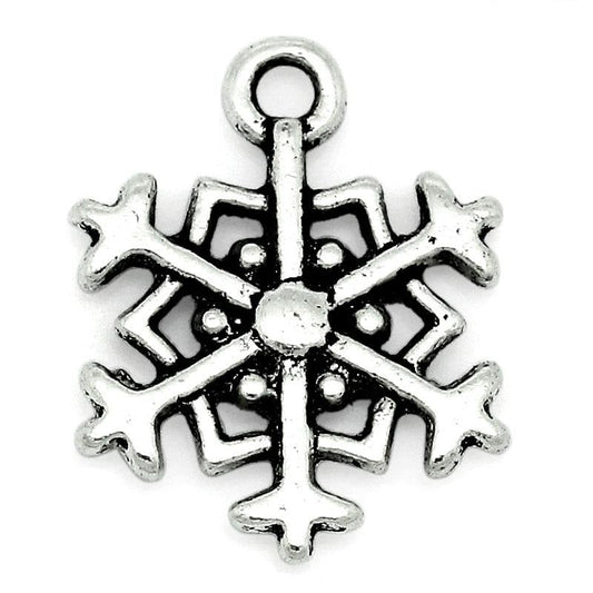 Antique Silver Snowflake Charm 18x14mm