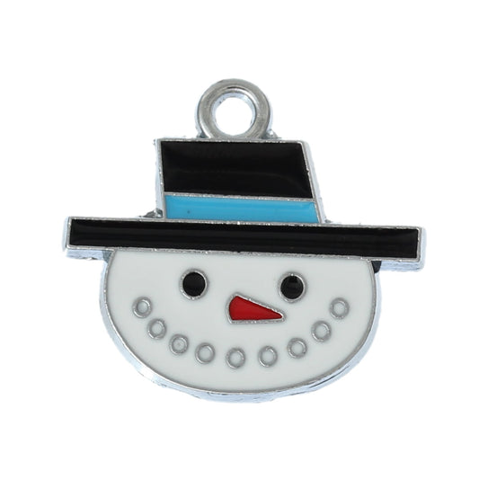 Enamel Snowman Head Charm 25x23mm
