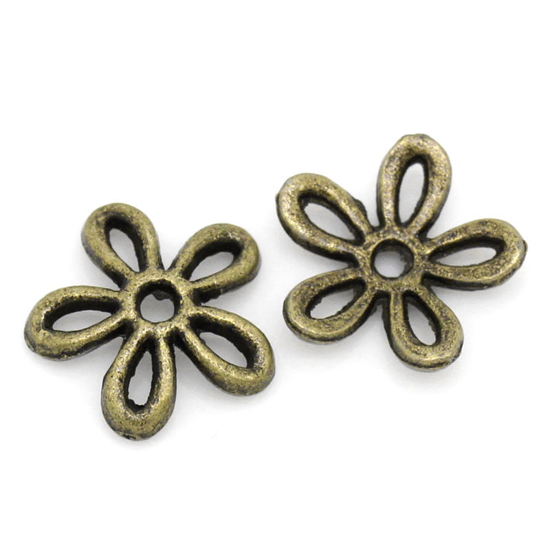 Antique Brass 11mm Flower Bead Cap – Bag of 10