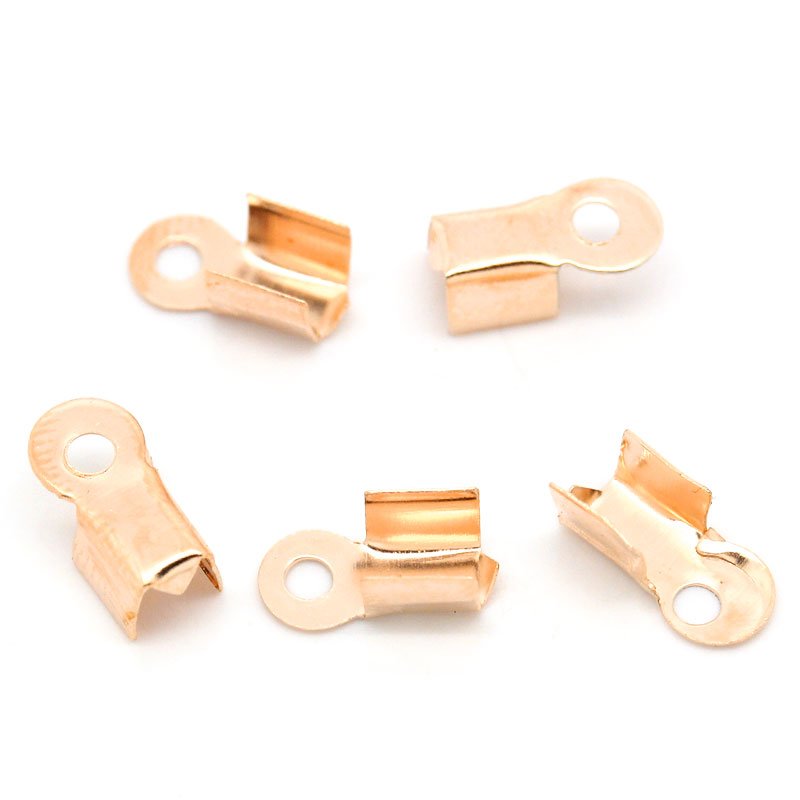Rose Gold Plated Fold Over Cord End 9x4mm – Pack of 20