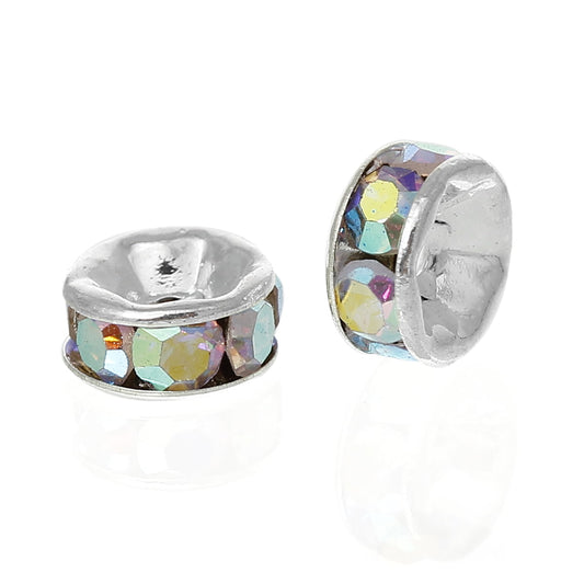 8mm Crystal AB Rondelle Bead - Pack of 10