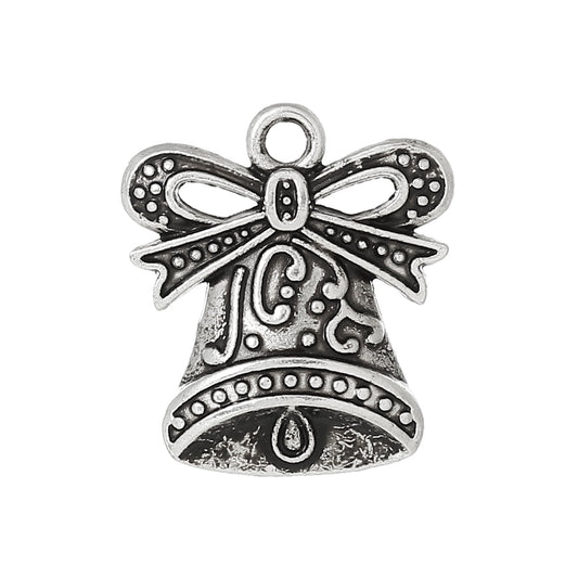 Large Antique Silver Bell Charm 19x17mm