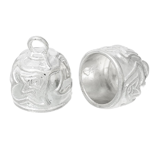 Bright Silver Extra Large Patterned Ending 18x15mm - Per Piece