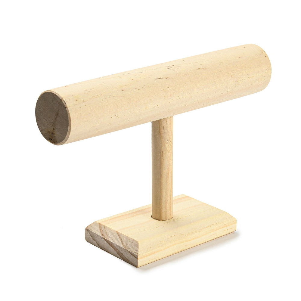 T-Shaped Bar Wood Bracelet Display Stands, Tabletop Bracelet Organizer Holder