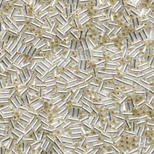 3mm Miyuki Bugle Beads (Size #1) – 7g Bag – Silver Lined Crystal