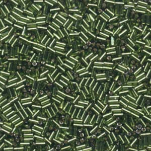 3mm Miyuki Bugle Beads (Size #1) - 7g Bag - Silver Lined Olivine
