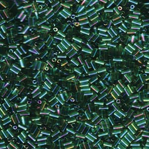 3mm Miyuki Bugle Beads (Size #1) – 7g Bag – Transparent Green AB