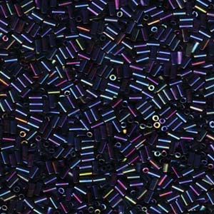 3mm Miyuki Bugle Beads (Size #1) - 7g Bag - Metallic Variegated Blue Iris