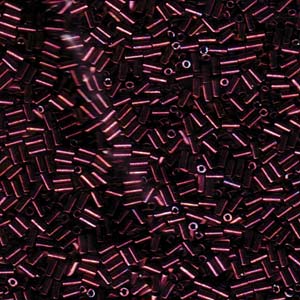 3mm Miyuki Bugle Beads (Size #1) - 7g Bag - Metallic Dark Raspberry