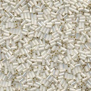 3mm Miyuki Bugle Beads (Size #1) – 7g Bag – Gilt Lined White Opal