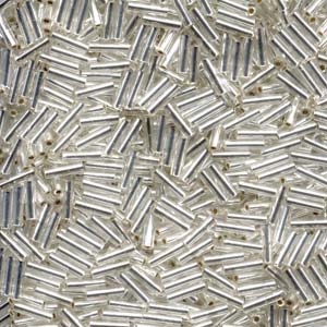 6mm Miyuki Bugle Beads 10g – Silver Lined Crystal