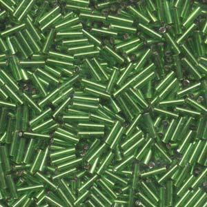 6mm Miyuki Bugle Beads 10g – Silver Lined Green