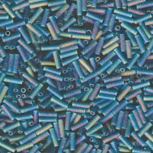 6mm Miyuki Bugle Beads 10g – Matte Transparent Teal AB