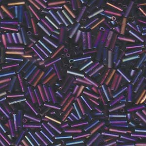 6mm Miyuki Bugle Beads 10g – Matte Black AB