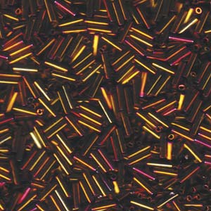 6mm Miyuki Bugle Beads - 10g Bag – Metallic Gold Iris - 462