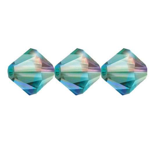 4mm Preciosa Bicones – Blue Zircon AB 2X – Pack of 30