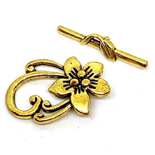 Bright Brass Large Flower Toggle 20x30mm