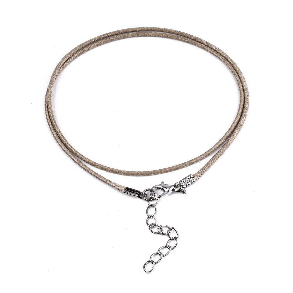 Waxed Cotton Cord Necklace - 18 Inch - Natural