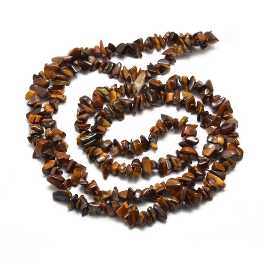 5x8mm Natural Tigers Eye Gemstone Chip Strand - 39cm Strand