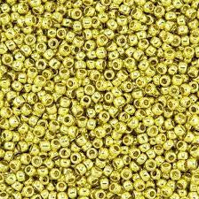 11/0 Toho Seed Beads - 10g Bag – PermaFinish – Galvanised Yellow Gold - Colour 590