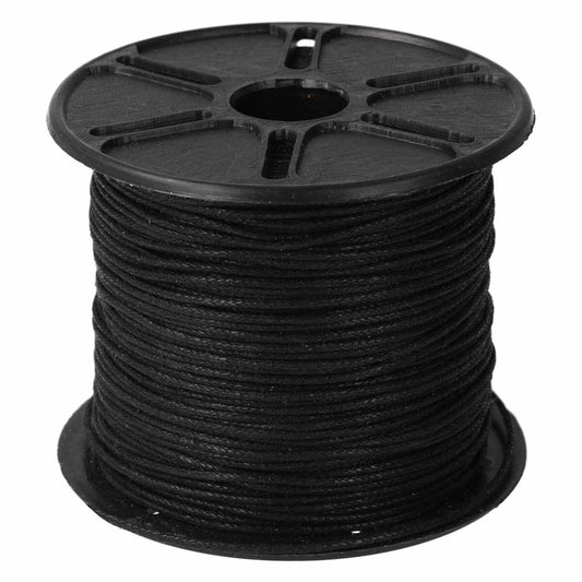 Black 1mm Waxed Cotton Cord – 100 Meter Spool
