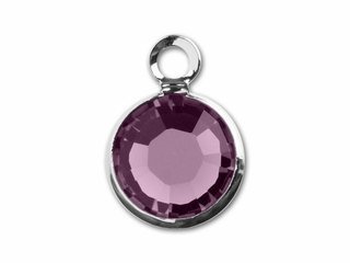 Silver Plated Preciosa Birthstone Channel Charm – 6mm – Amethyst (February Birthstone)