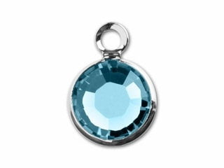 Silver Plated Preciosa Birthstone Channel Charm – 6mm – Aquamarine (March Birthstone)