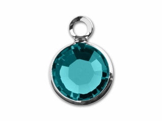 Silver Plated Preciosa Birthstone Channel Charm – 6mm – Blue Zircon (December Birthstone)