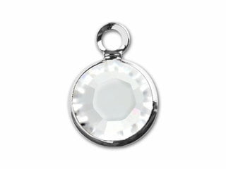 Silver Plated Preciosa Birthstone Channel Charm – 6mm – Crystal (April Birthstone)
