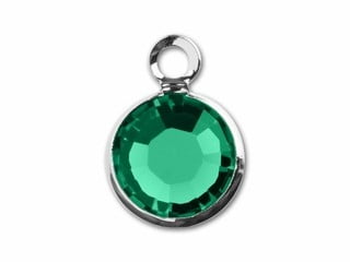Silver Plated Preciosa Birthstone Channel Charm – 6mm – Emerald (May Birthstone)