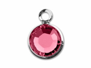 Silver Plated Preciosa Birthstone Channel Charm – 6mm – Rose (October Birthstone)