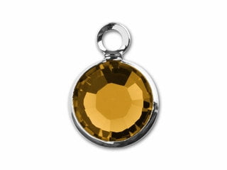 Silver Plated Preciosa Birthstone Channel Charm - 6mm - Topaz (November Birthstone)