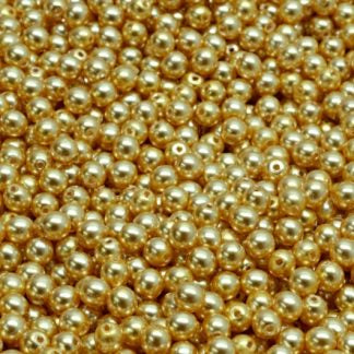 3mm Pressed Glass Round Beads - Pack of 100 - Pale Gold