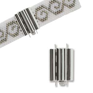 Beadslide Clasp 10x18mm - Bar Design - Rhodium