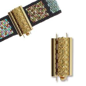 Beadslide Clasp 10x24mm - Squiggle Design - Gold Plated