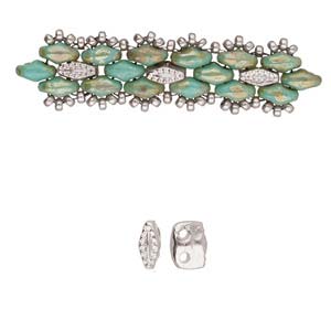 Varidi - Superduo Bead Substitute - Antique Silver Plated - Pack of 5