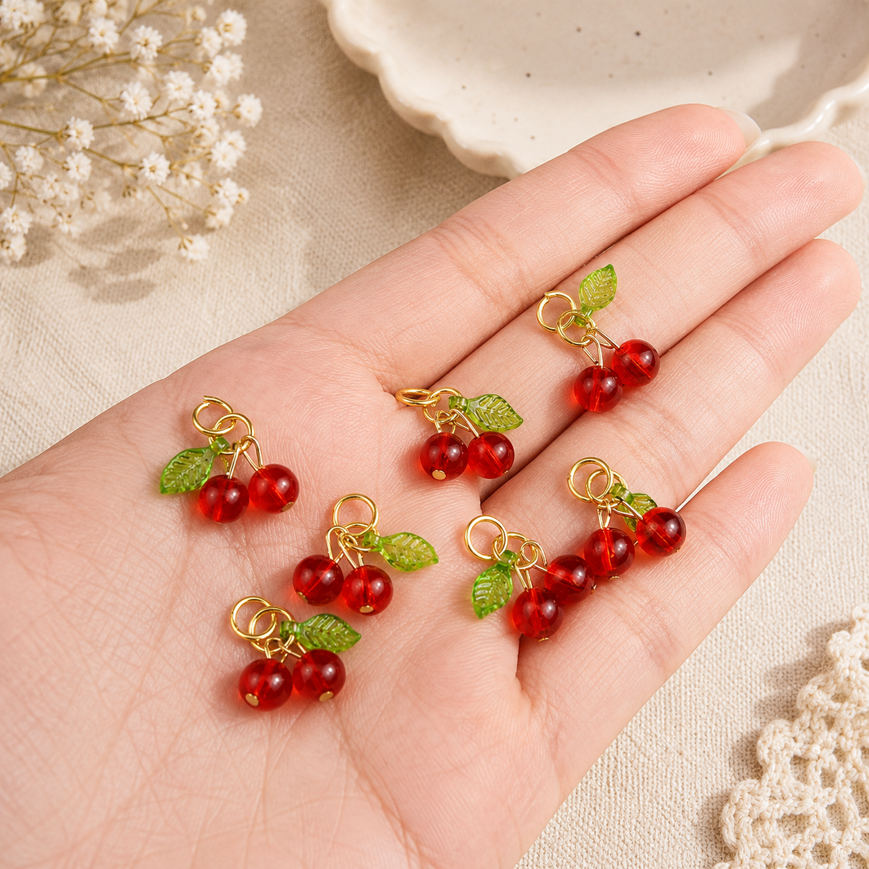 Red Cherry Charms Pack of 2