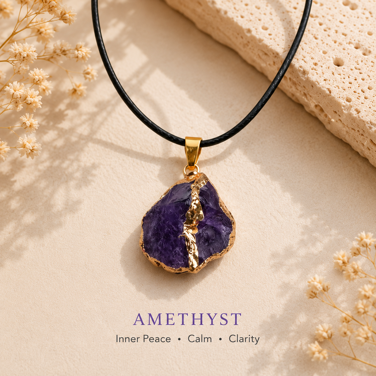 Raw Crystal Pendant Necklace – Natural Gemstone