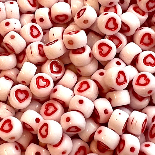 Czech Glass Alphabet Bead - Red Heart