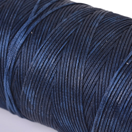 0.8mm Waxed Flat Polyester Cord - Spool of 20 Meters - Prussian Blue