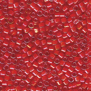 11/0 – Miyuki Delica - 5g – White Lined Flame Red AB – DB1780