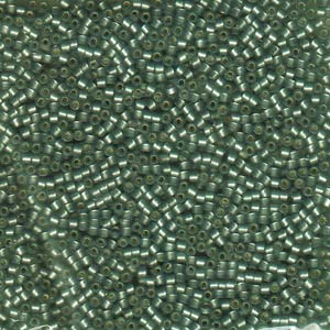 11/0 – Miyuki Delica - 5g Bag – Semi Mat Silver Lined Lt Grey Dyed Green – DB689