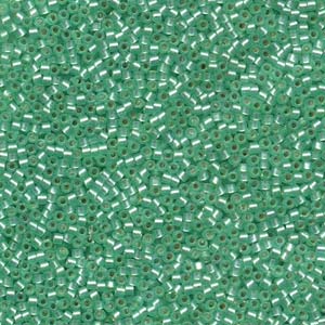 11/0 – Miyuki Delica - 5g Bag – Semi Mat Silver Lined Mint Dyed Green – DB691